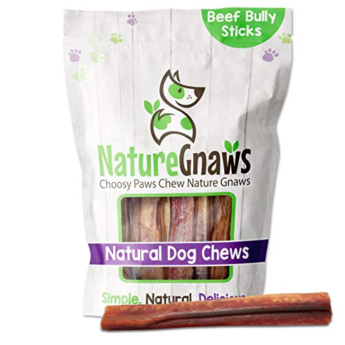 Nature Gnaws Bully Sticks for Dogs - Premium Natural Beef Dental Bones - Long Lasting Dog Chew Treats for Aggressive Chewers - Rawhide Free - 6 inch (8oz)