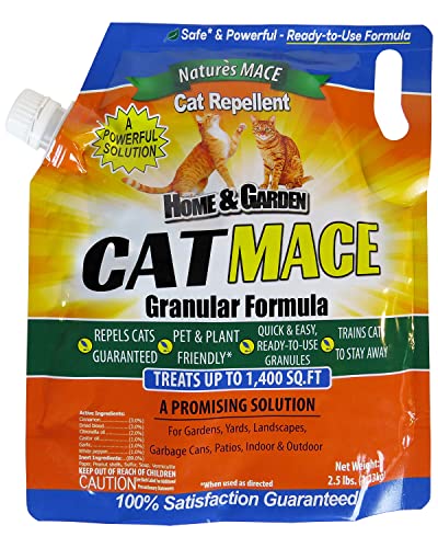 Nature's MACE Cat Repellent 2.5LB / Treats 1,400 Sq. Ft. / Keep Cats Out of Your Lawn and Garden/Train Your Cat to Stay Out of Bushes/Safe to use Around Children & Plants