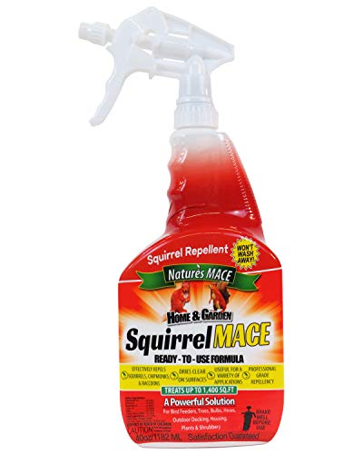 Nature's MACE Squirrel Repellent 40oz Spray/Covers 1,400 Sq Ft/Keep Squirrels & Chipmunks from Destroying Trees, Planters and Bird Feeders/Safe to use Around Children & Plants