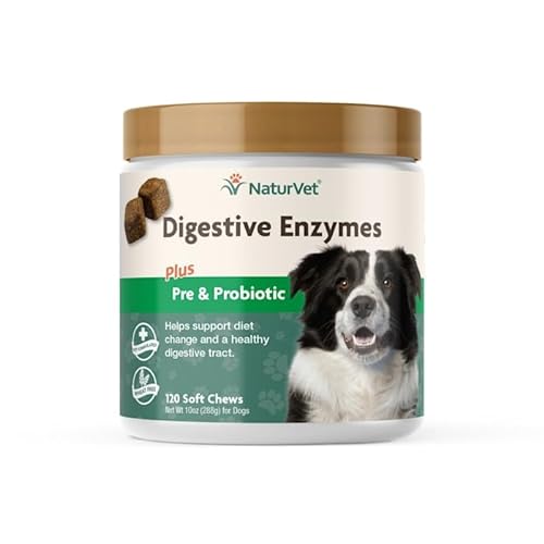 NaturVet Digestive Enzymes Plus Pre & Probiotics Soft Chews for Dogs, 10 oz., Count of 120, 120 CT