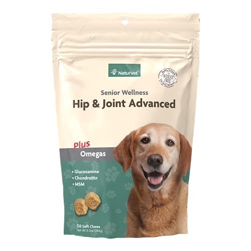 NaturVet – Senior Wellness Hip & Joint Advanced Plus Omegas | Help Support Your Pet’s Healthy Hip & Joint Function | Supports Joints, Cartilage & Connective Tissues | 120 Soft Chews