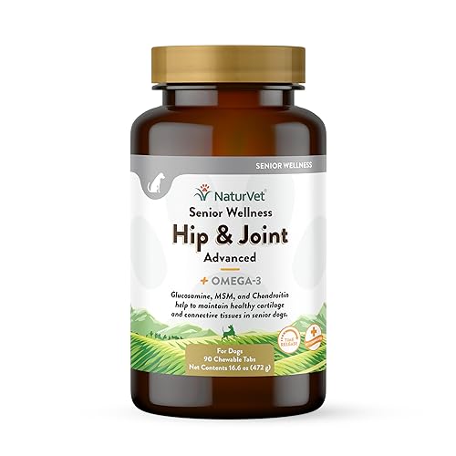 NaturVet – Senior Wellness Hip & Joint Advanced Plus Omegas | Help Support Your Pet’s Healthy Hip & Joint Function | Supports Joints, Cartilage & Connective Tissues | 90 Time Release Tablets