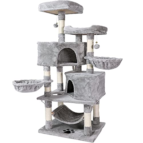 NEGTTE Cat Tree for Indoor- Multi-Level for Big Cats -Cat Condo Climbing Tower-Pet Play House