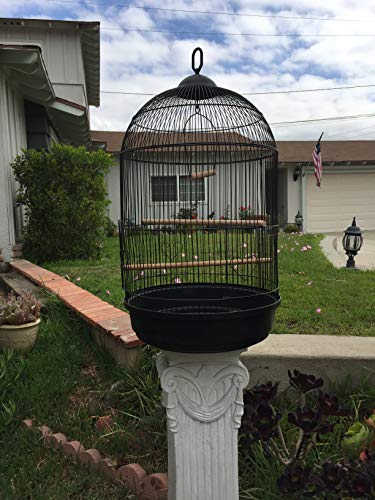 New Round Dome Canary Cockatiel Parakeet Bird Cage 16" Diameter X 28" H (Black)