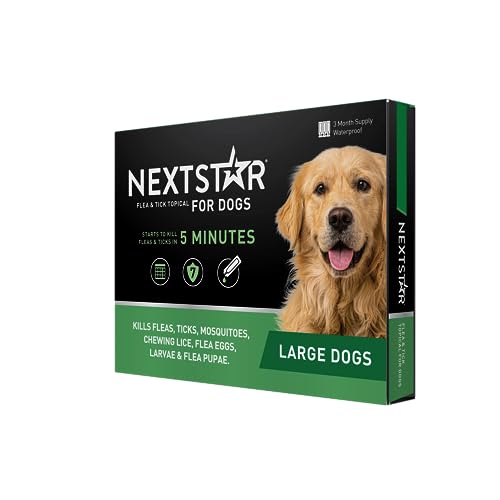 NEXTSTAR Flea and Tick Prevention for Dogs, Repellent, Treatment, and Control, Fast Acting Waterproof Topical Drops for Small, Medium and Large Dog and Puppies, 3 Monthly Doses