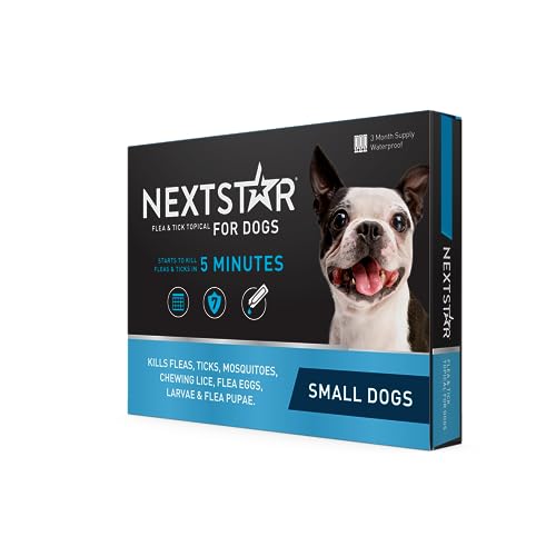 NEXTSTAR Flea and Tick Prevention for Dogs, Repellent, Treatment, and Control, Fast Acting Waterproof Topical Drops for Small, Medium and Large Dog and Puppies, 3 Monthly Doses