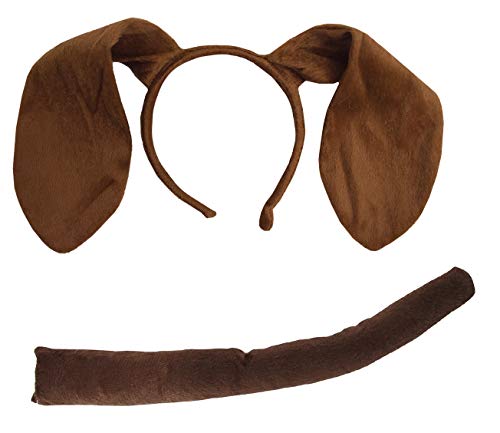 Nicky Bigs Novelties Unisex-Adult Puppy Dog Ears Headband and Tail Costume Accessory Kit, Brown, One Size