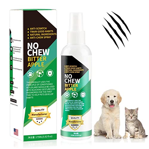 No Chew Spray for Dogs, Bitter Apple Spray for Dogs to Stop Chewing, Dog Spray Deterrent for Pet - Prevent Licking, Marking, Chewing, Alcohol Free, Non-Toxic, No Sting & No Smell