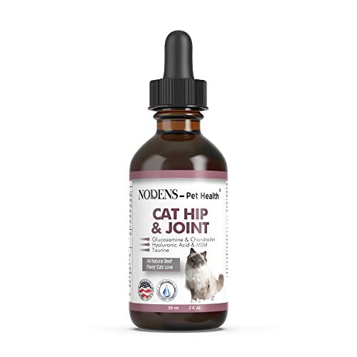 NODENS CAT Hip and Joint Glucosamine for Cats with Chondroitin and Opti-MSM® Hyaluronic Acid for Improved Joint Flexibility and Pain Relief from Inflammation and Cat Arthritis 2 floz