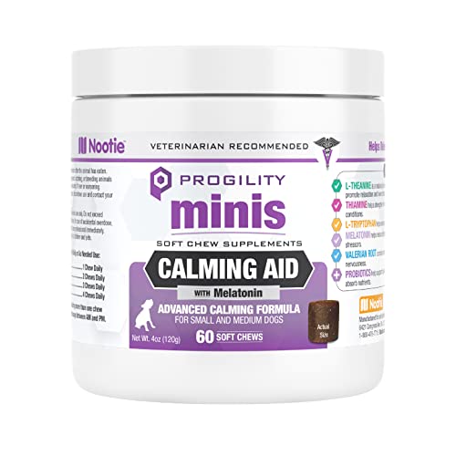 Nootie Progility Mini Calming Aid, Calming Chews for Dogs for Stress and Anxiety Relief, 60 Soft Chews per Container