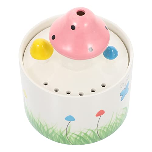 NUOBESTY Automatic Pet Waterer Ceramic Mushroom Shaped Cat Watering Fountain Small Animal Drinking Dishes Dog Food Bowl Hamster Feeding Dispenser Pet Accessories