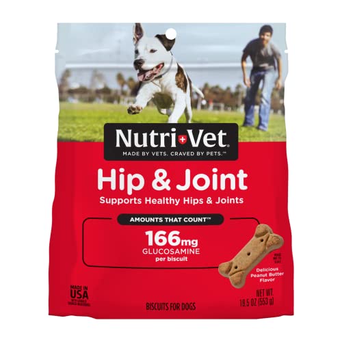 Nutri-Vet Hip & Joint Biscuits for Dogs - Tasty Dog Glucosamine Treat & Dog Joint Supplement - Small Sized Biscuit with 166mg Glucosamine - 19.5 oz - (Package May Vary)