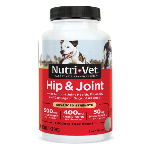 Nutri-Vet Hip & Joint Chewable Dog Supplements | Formulated with Glucosamine & Chondroitin for Dogs | 90 Count