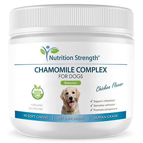 Nutrition Strength Chamomile for Dogs Complex to Support Relaxation, Stimulate Calmness & Promote Composure, with Chamomile + Valerian Root, Passionflower, Rosemary & L-Tryptophan, 90 Soft Chews