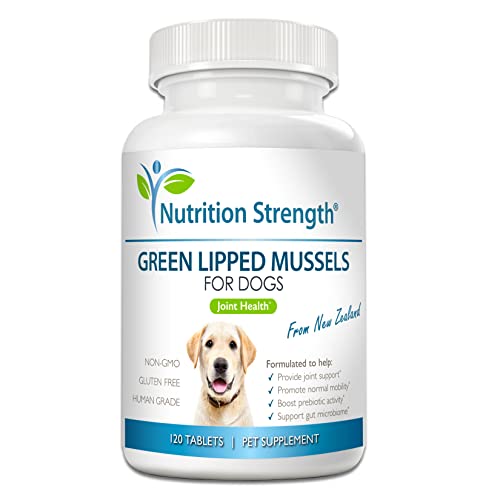 Nutrition Strength Green Lipped Mussels for Dogs for Joint Support & Inflammatory Relief, Promote Normal Mobility & Flexibility, Boost Prebiotic Activity, Support Gut Microbiome, 120 Chewable Tablets