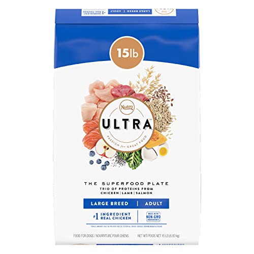 NUTRO ULTRA Adult Large Breed High Protein Natural Dry Dog Food with a Trio of Proteins from Chicken Lamb and Salmon, 15 lb. Bag