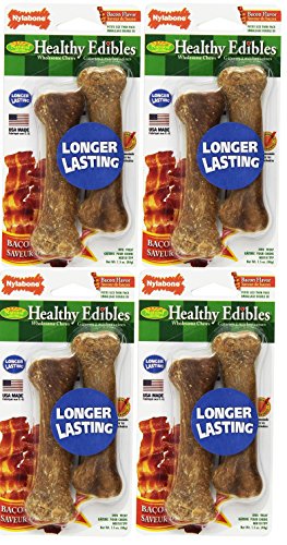 Nylabone Healthy Edibles Dog Chew Flavored Treat Bones (Petite - Bacon, 8 Bones)