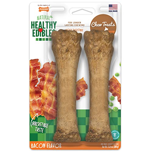 Nylabone Healthy Edibles Long-Lasting Dog Treats - Natural Dog Treats for Large Dog - Dog Products - Bacon Flavor, X-Large/Souper (2 Count)