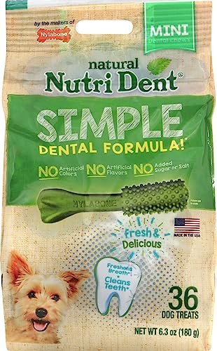 Nylabone Nutri Dent Limited Ingredient Dental Dog Chews, Petite (Up To 10 Lbs), Green