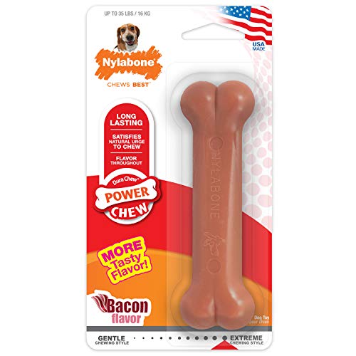 Nylabone Power Chew Flavored Durable Chew Toy for Dogs Bacon Medium/Wolf (1 Count)