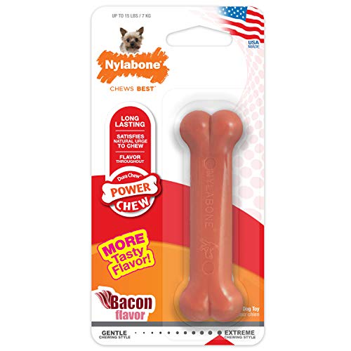 Nylabone Power Chew Flavored Durable Chew Toy for Dogs Bacon X-Small/Petite (1 Count)