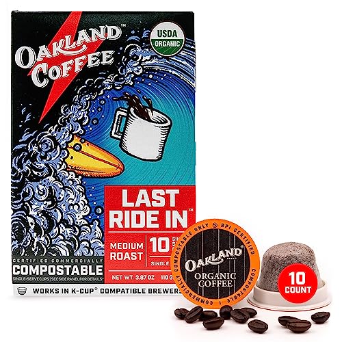 Oakland Coffee Last Ride In - 10 Organic Coffee Pods Medium Roast, Never Bitter, Slow Roasted, Deep Rounded Flavor with a Smooth Cocoa Finish, Plant-Based, Premium Single-Serve Coffee Capsules & Pods