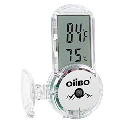 OIIBO Reptile Thermometer Hygrometer for Terrarium Tank, Digital Display Reptile Thermometer and Humidity Gauge Upgraded Reptile Thermometer with Suction Cup