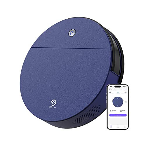 OKP K3 Robot Vacuum Cleaner Self-Charging Robotic Vacuum Cleaner with 2000Pa Strong Suction Voice Control for Hardfloor and Carpet,Blue