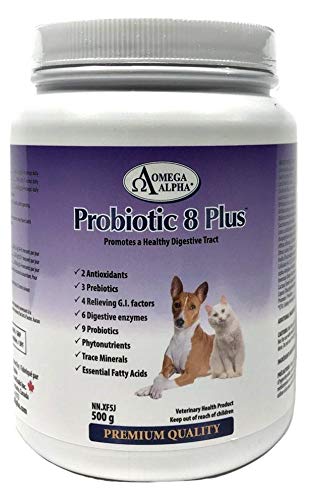 Omega Alpha Pet Probiotic 8 Plus - Probiotics, Enzymes, and Fibre for Better Pet Digestion.-500g