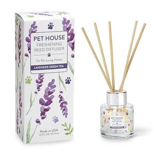 One Fur All, Pet House Reed Diffuser - Long Lasting Pet Odor Oil Diffuser - Non-Toxic Eco-Friendly Reed Diffuser Set & Diffuser Sticks - Air Freshening Scented Diffuser for Home (Lavender Green Tea)