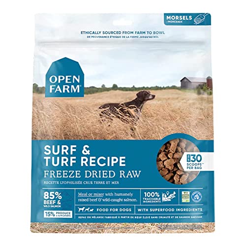 Open Farm Freeze Dried Raw Dog Food, Humanely Raised Meat Recipe with Non-GMO Superfoods and No Artificial Flavors or Preservatives (3.5 Ounce (Pack of 1), Surf & Turf Recipe)