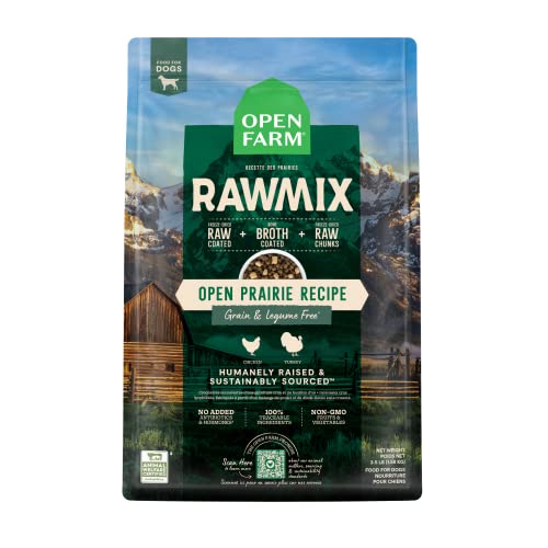 Open Farm RawMix Grain-Free Prairie Recipe for Dogs, Includes Kibble, Bone Broth, and Freeze Dried Raw, Inspired by The Wild, Humanely Raised Protein and Non-GMO Fruits and Veggies, 3.5 lb