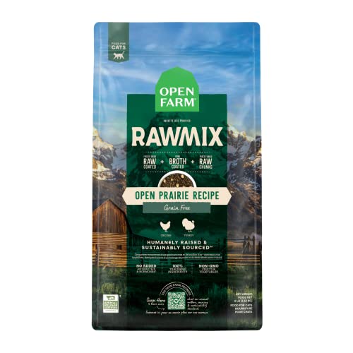 Open Farm RawMix Prairie Recipe for Cats, Includes Kibble, Bone Broth, and Freeze Dried Raw, Inspired by The Wild, Humanely Raised Protein and Non-GMO Fruits and Veggies, 2.25 lb