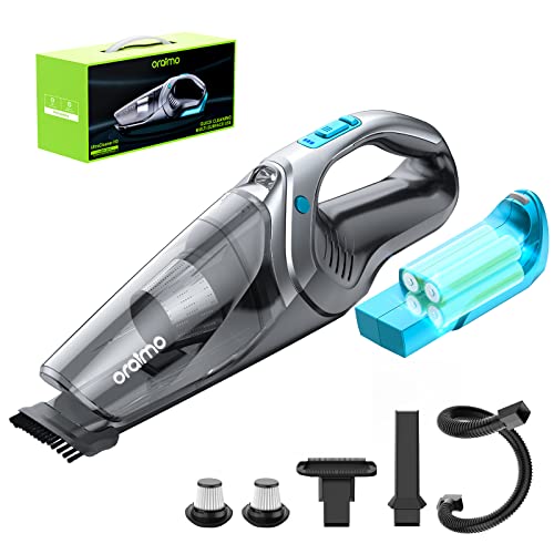 Oraimo 7500PA Handheld Vacuum Pet Hair, Detachable Battery Hand Held Vacuum Cordless with Anti Static Hair Brush, Hand Vacuum Cordless Rechargeable, 3Hrs Charged, Effective Pet Hair Stairs Baseboards