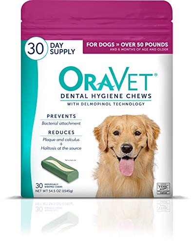 ORAVET Dental Chews for Dogs, Oral Care and Hygiene Chews (Large Dogs, Over 50 lbs.) Pink Pouch, 30 Count