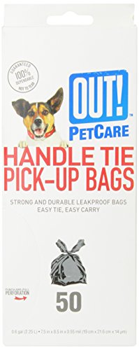 OUT! Handle Tie Dog Waste Bags, 7.5x8.5 in, 50 bags