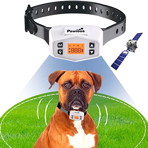 Pawious GPS Wireless Dog Fence - Pet Containment System, Electric Dog Fence with Radius up to 1000 Yards, Rechargeable, Perimeter Shock Collar for Medium and Large Dogs, Outdoor Use Only