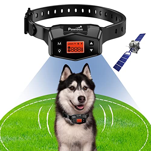 Pawious GPS Wireless Dog Fence - Pet Containment System, Electric Dog Fence with Radius up to 1000 Yards, Rechargeable, Perimeter Shock Collar for Medium and Large Dogs, Outdoor Use Only