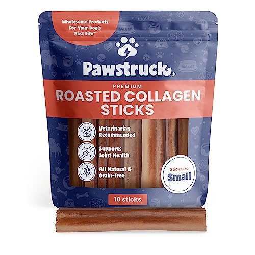 Pawstruck All Natural 5-6" Roasted Collagen Sticks for Dogs - Grain-Free Long Lasting Alternative to Traditional Rawhide & Bully Stick Chews - Low Odor, Single Ingredient & Vet Approved - 10 Pack