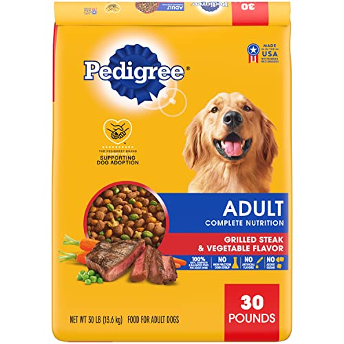 Pedigree Complete Nutrition Adult Dry Dog Food Grilled Steak & Vegetable Flavor Dog Kibble, 30 lb. Bag