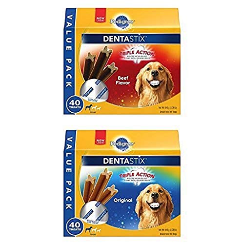 Pedigree Dentastix Large Beef and Original Flavor Bundle, 80 ct.