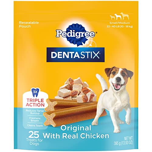 PEDIGREE DENTASTIX Small/Medium Dog Dental Treats Original Flavor Dental Bones, 13.93 oz. Pack (25 Treats)