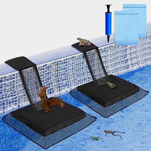 PEEH Animal Saving Escape Ramp,Pool Critter Escape Ramp Accessories Tools,Floats Frog Saver for Swimming with Pool Skimmer Socks,Saving All Small Animals Entering The Pool Blue (2 PCS Black)