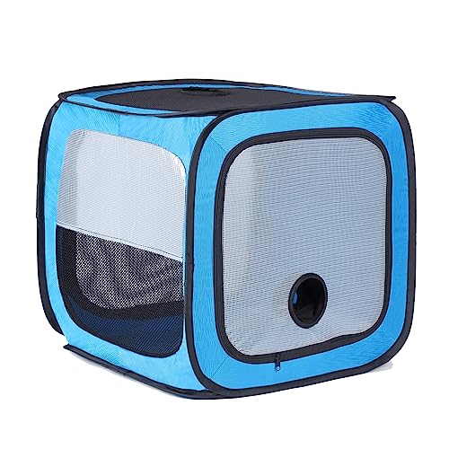 Pet Dog Cat Drying Box Waterproof Anti-Hair Flying Portable Cat Cage Kennel Portable Foldable Cat Drying Room Pet Dry Room Pet Hair Dryer Clean Grooming House Dryer Cage for Cats/Dogs.(Blue)