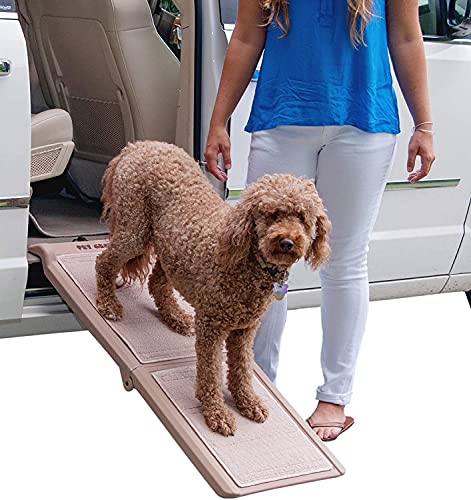 Pet Gear supertraX Ramps for Dogs and Cats, Maximum Traction Surface, Portable/Easy-Fold (No Tools Required), Built in Handle for Travel, 5 Models, 42-71 Inches Long, Supports 150-200lbs