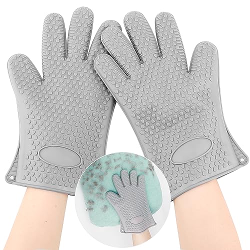 Pet Hair Remover Gloves - Sticker Gloves Clean Pet Hair on Furniture with Ease, Suitable for Soft and Irregular Surfaces. Such as Sofas, Pillows, Mattresses, Cat Trees. (Silicone, Grey(2 PCS)