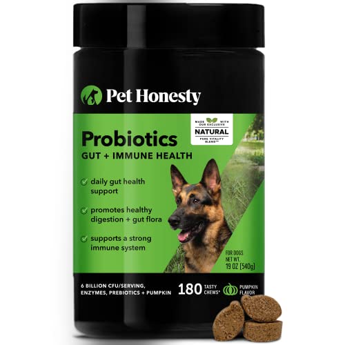 Pet Honesty Probiotics for Dogs - Gut Health for Dogs, Dogs Vitamins Gut Flora, Immunity Health, Dog Probiotics and Digestive Enzymes, Digestive Health Diarrhea & Bowel Support (Pumpkin - 180 ct)