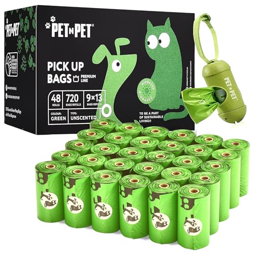 Pet N Pet Doggie Poop Bags, Thick Dog Poop Bag Rolls, Unscented Dog Bags for Poop, 720 Counts Dog Waste Bag, Doggie Poop Bags, Doggie Bags, 38% Plant Based & 62% PE Poop Bags For Dogs