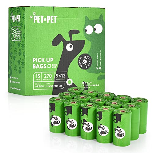 Pet N Pet Poop Bags For Dogs, Green 270 Counts Unscented Dog Poop Bag Rolls, Dog Bags For Poop, Doggie Poop Bags, Dog Waste Bags, Doggy Bags Dog Bag