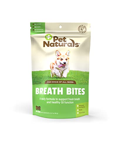 Pet Naturals Breath Bites Breath Freshener for Dogs, 60 Chews - Fresh Breath, Healthy GI Support and Dental Health